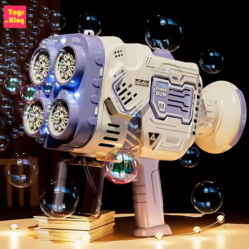 Colorful automatic bubble gun with multiple bubble outlets